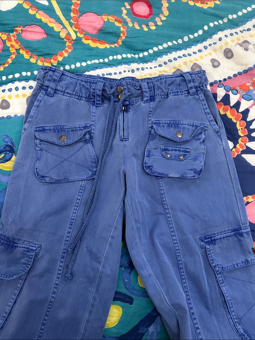 Free People Royal Blue Cargo Pants with Utility Pockets